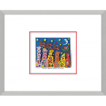 When Santa comes to town von James Rizzi mit Magnetrahmen