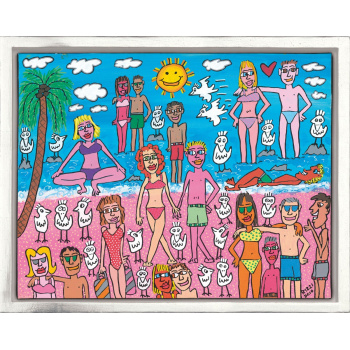 Being on the beach von James Rizzi mit Rahmung