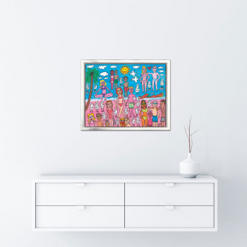 Being on the beach von James Rizzi mit Rahmung - Raumansicht