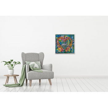 My heart lives in my big apple von James Rizzi mit Rahmung - Raumansicht