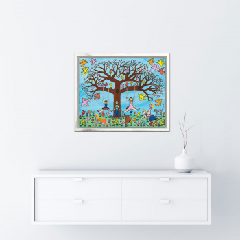 Tree Times the fun von James Rizzi mit Rahmung - Raumansicht