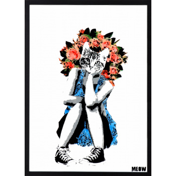 Blumenmädchen von MEOW in schwarzer Rahmung