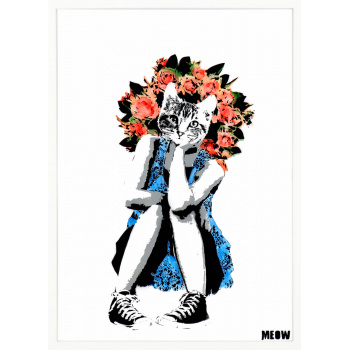 Blumenmädchen von MEOW in weißer Rahmung
