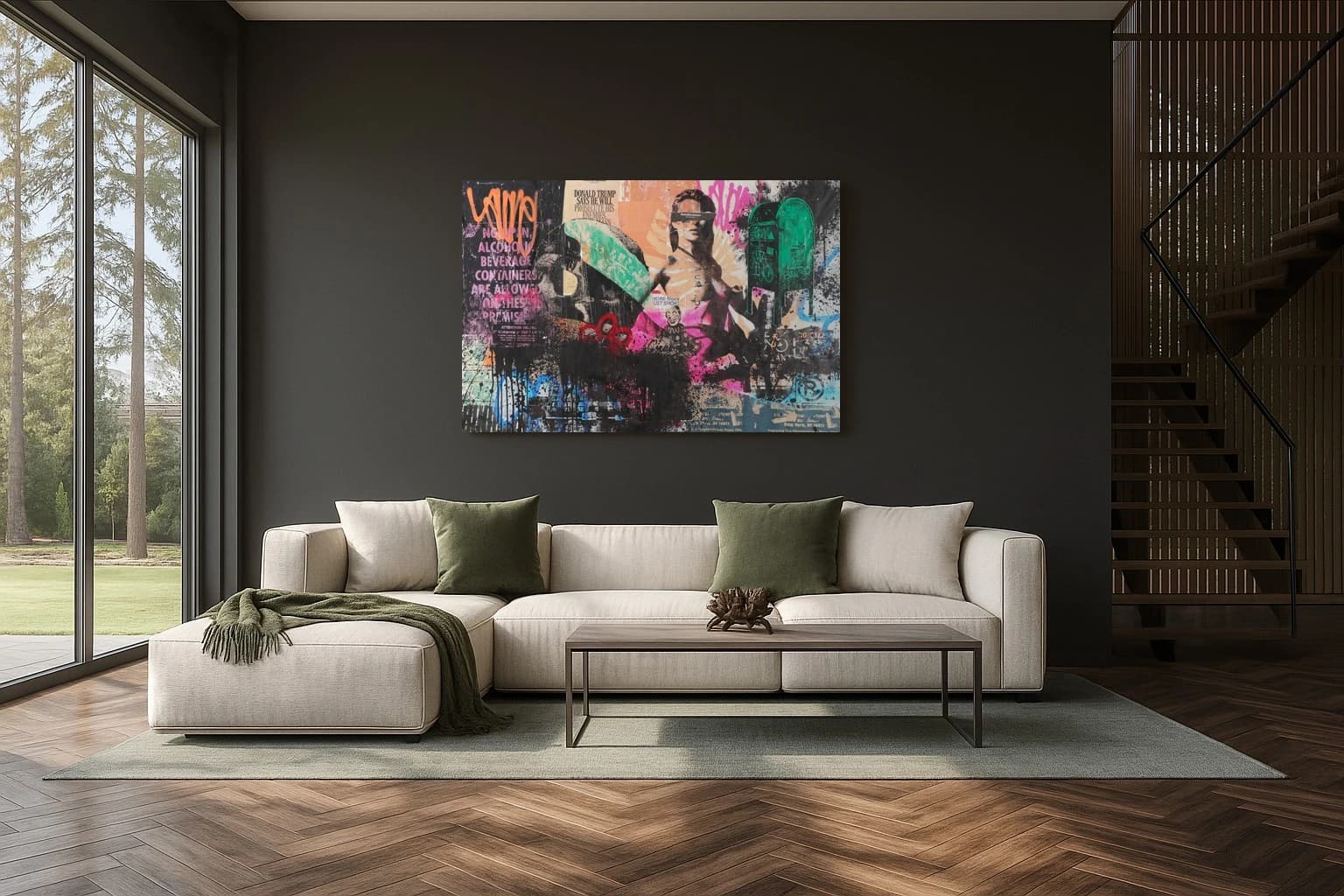 Hollywood Dream von Anthony Vasquez, als Kunstwerk an der Wand eines Wohnzimmers.